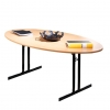 Elipsės formos sudedamas stalas, bukas/aliuminio pilka, H720 x W1000 x L1800 mm