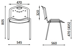 konferencijų kėdės ISO mix matmenys