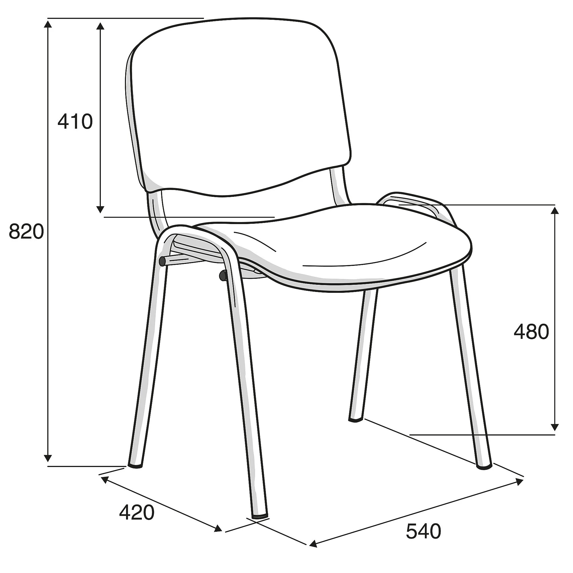 konferencinės kėdės ISO matmenys