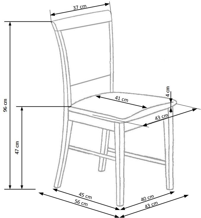 medinės kėdės matmenys