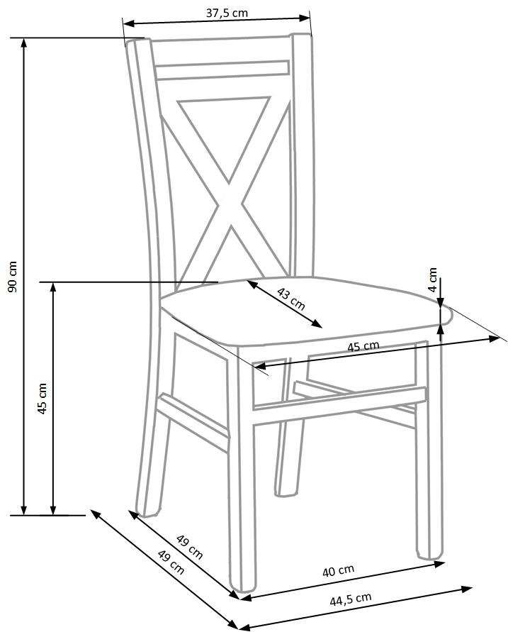 medinė kėdė matmenys