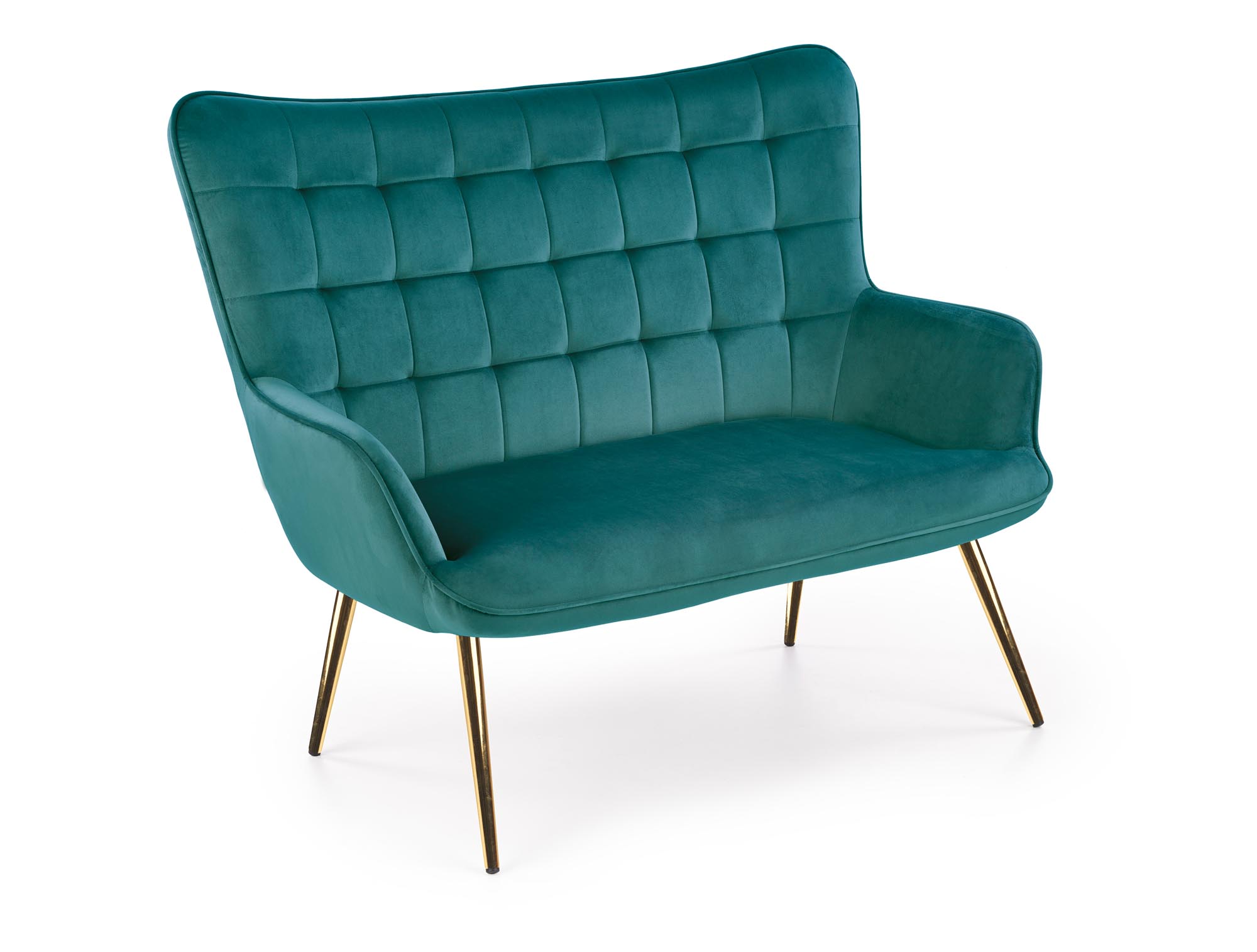 fotelis sofa CASTEL 2 XL zalias aksomo audinys auksines chromuoto plieno kojos