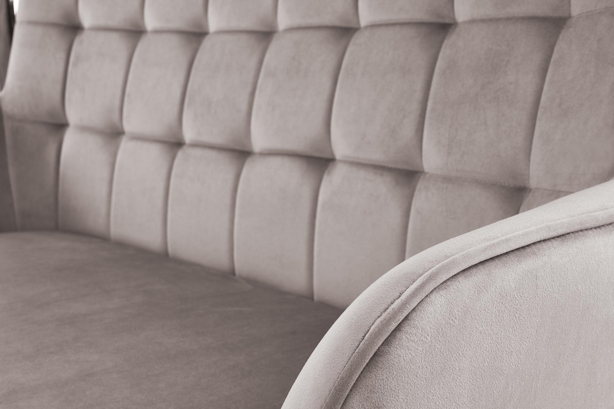 fotelis sofa CASTEL XL pilkos spalvos aksomo audinys juodos milteliniu budu dazyto plieno kojos