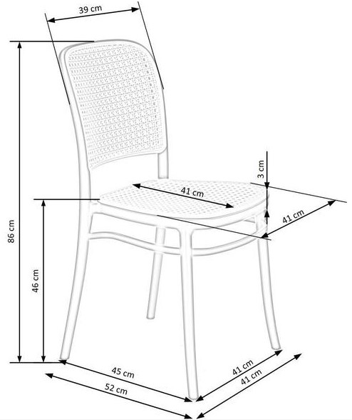 Kėdės K483 matmenys