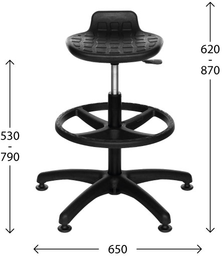 Lab stool ring base matmenys