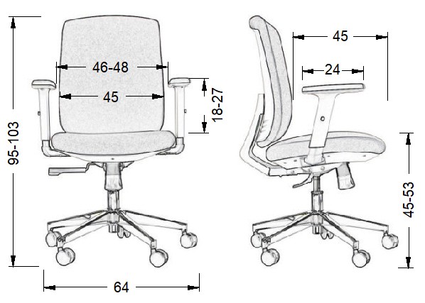 Kėdės ZN-605-W matmenys