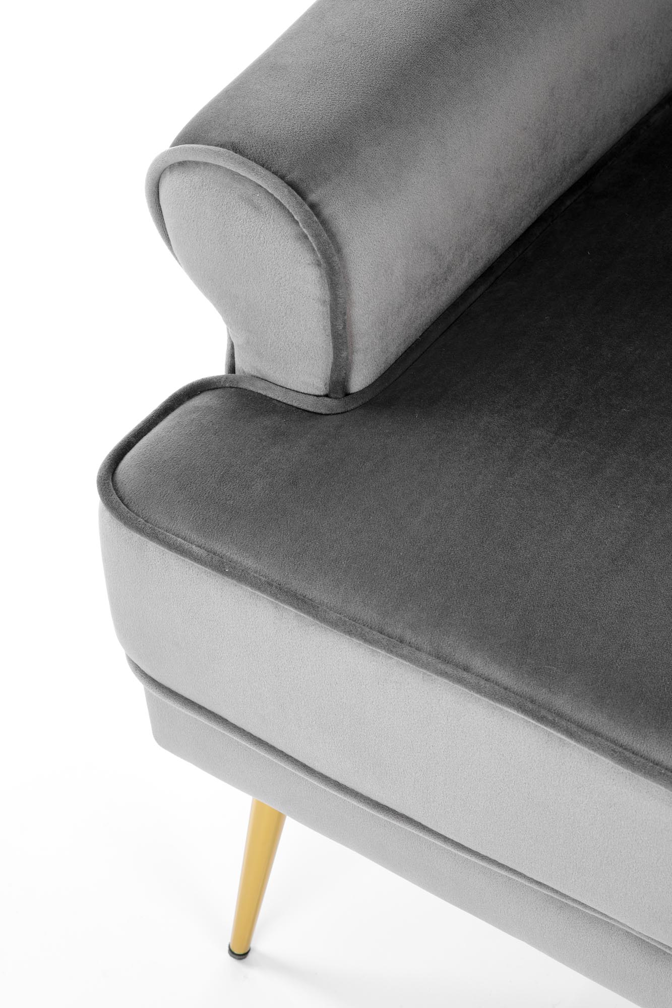 pilkas fotelis SANTI ausines chromuoto plieno kojos