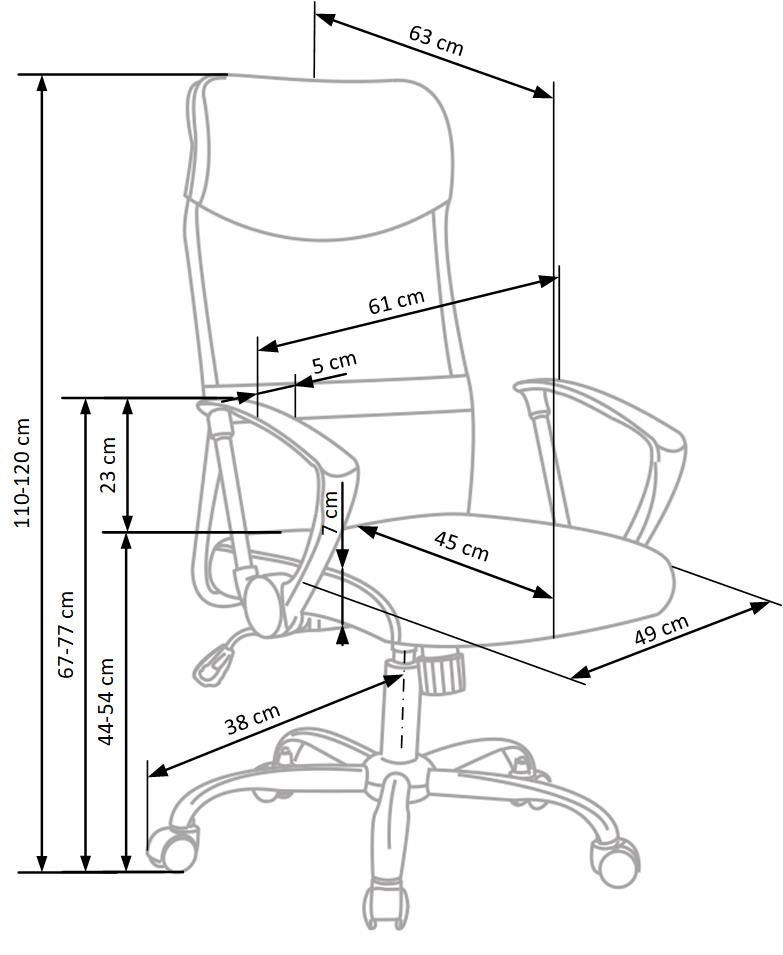 biuro kėdės Vire matmenys