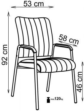 lankytojų kėdės vigor matmenys