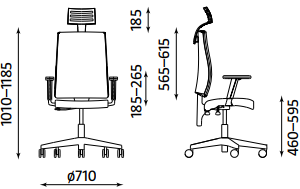 biuro kėdės i-line matmenys