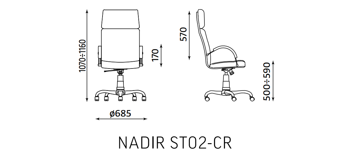 Vadovo kėdės Nadir matmenys