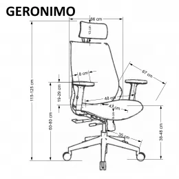 Ergonominė kėdė GERONIMO matmenys