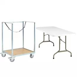 Komplektas: vežimėlis + 10 stalų, pilka, W1220 x D610 mm