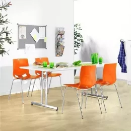 Sulankstomas valgyklos komplektas, oranžinės kėdės, L2000 mm