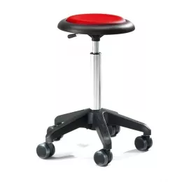 Kėdė ant ratukų, be atlošo, 440-570 mm, raudonas audinys